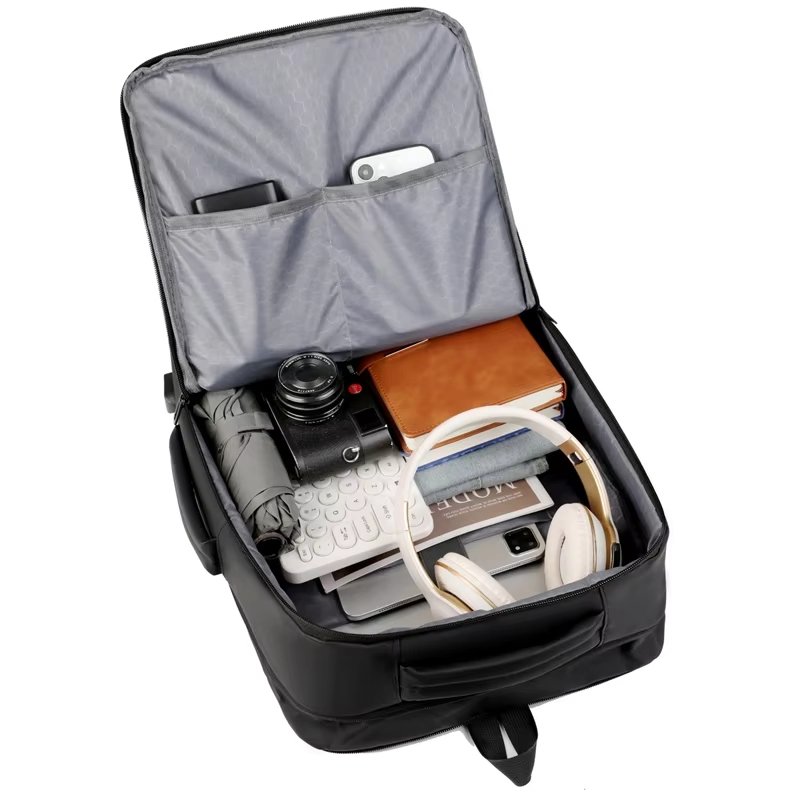 Expandable laptop bag, large capacity-Gray-open