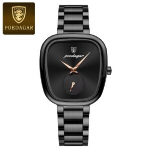 Poedagar 783 luxury Women's watch-Stainless steel Black-Black