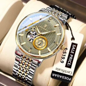Poedagar 1416 mechanical watch, stainless steel Gold Gray