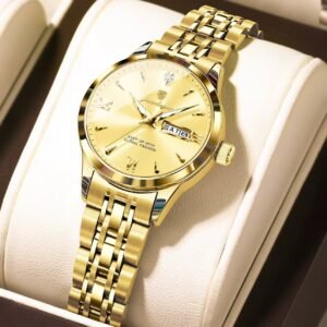 Poedagar 503 waterproof luminous wrist watch Gold-Gold