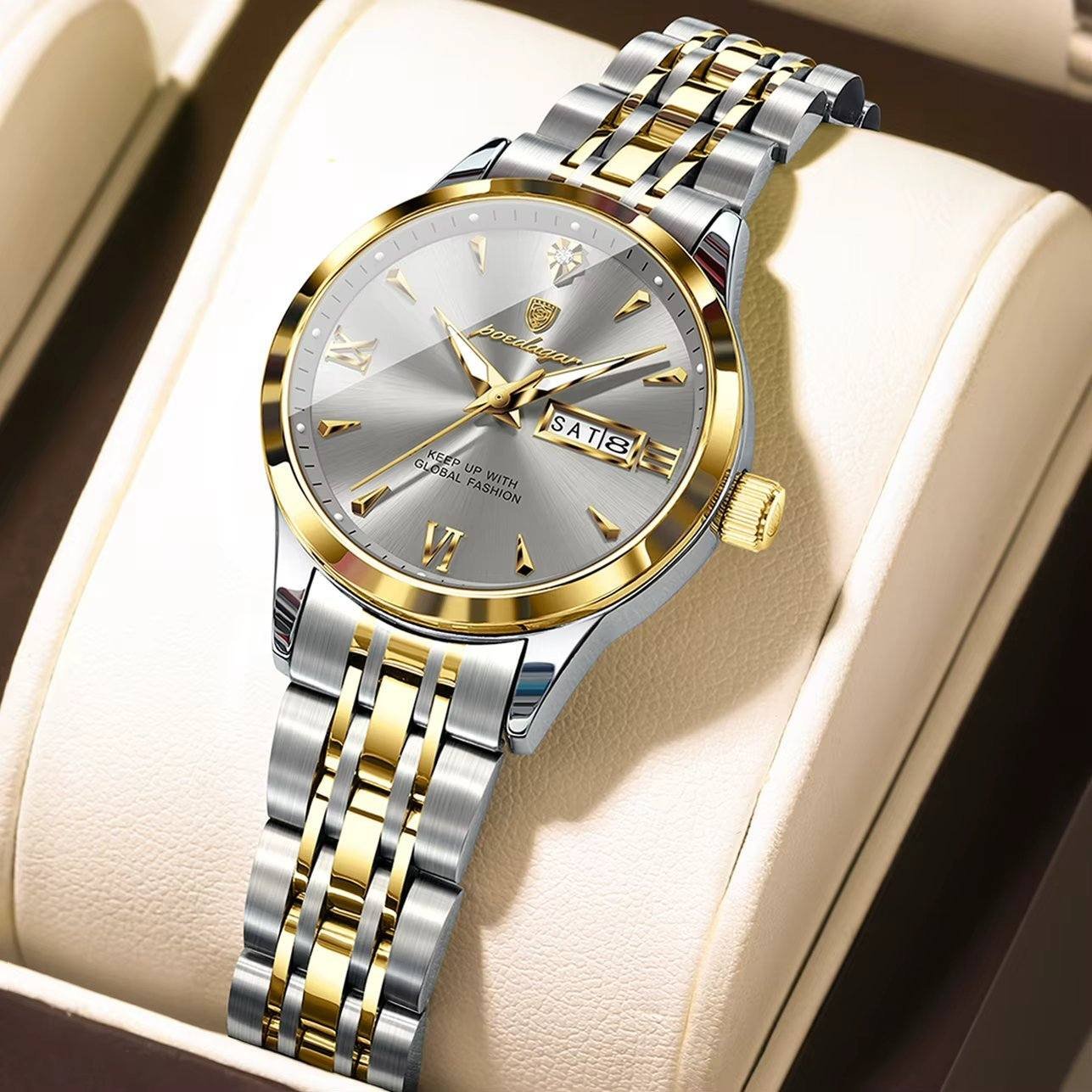 Poedagar 503 waterproof luminous wrist watch Gold-Gray