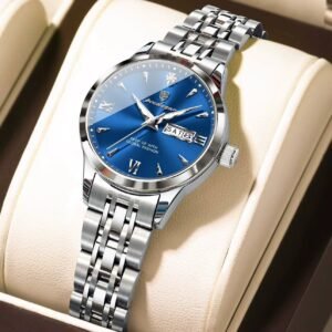 Poedagar 503 waterproof luminous wrist watch Silver-Blue