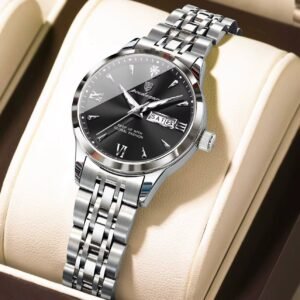 Poedagar 503 waterproof luminous wrist watch Silver-Black