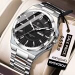 Poedagar 896 luxury stainless steel waterproof watch Silver Black