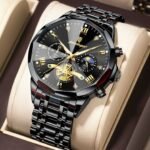 Poedagar 938 chronograph stainless steel watch Black Black