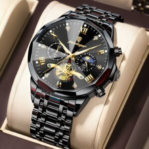 Poedagar 938 chronograph stainless steel watch Black Black