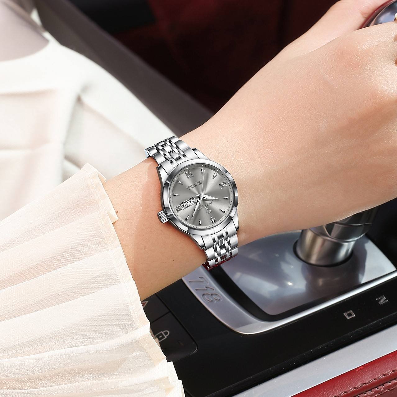 Poedagar 503 waterproof luminous stainless steel wrist watch Gold Blue
