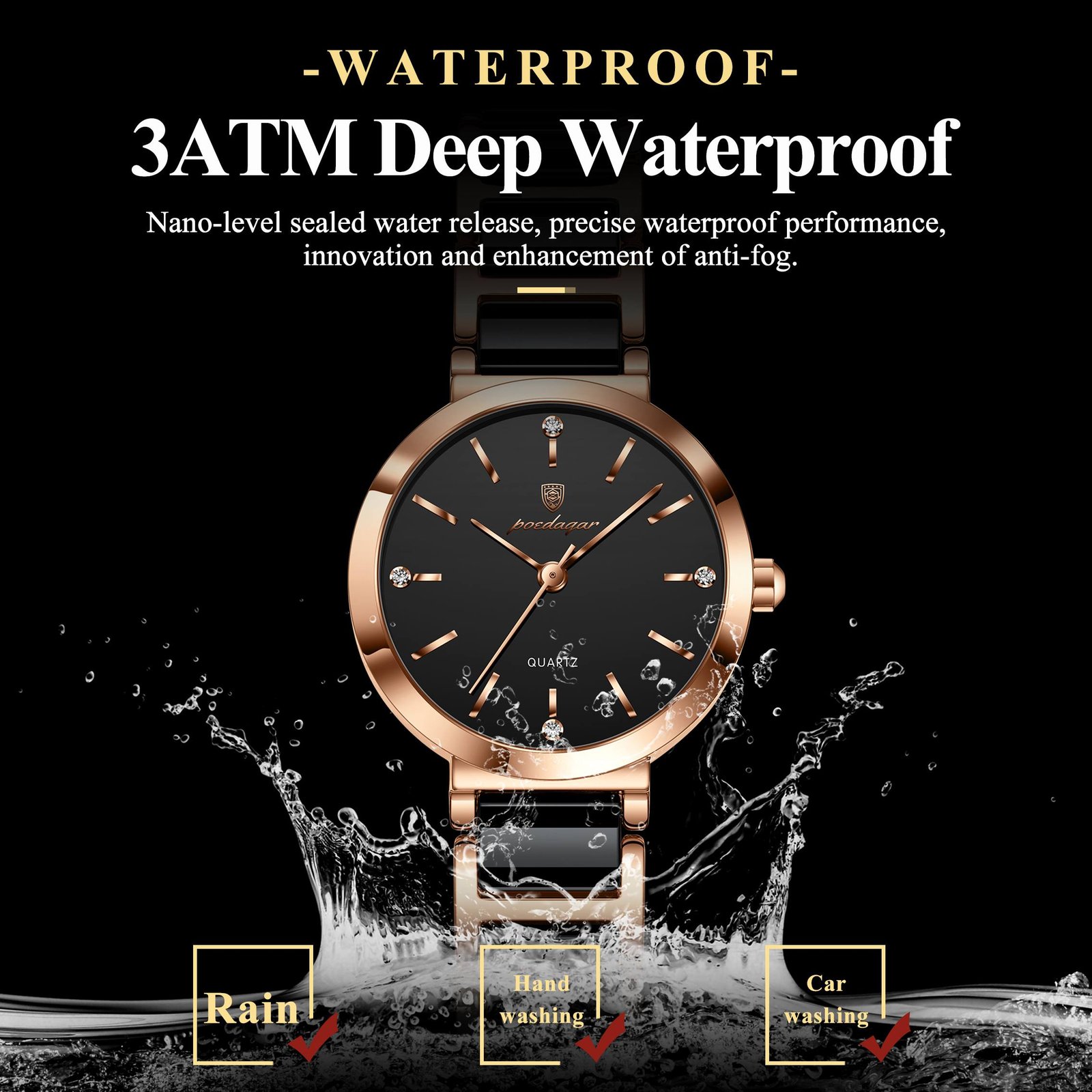 poedagar-505-Rose-Gold-Black-Waterproof