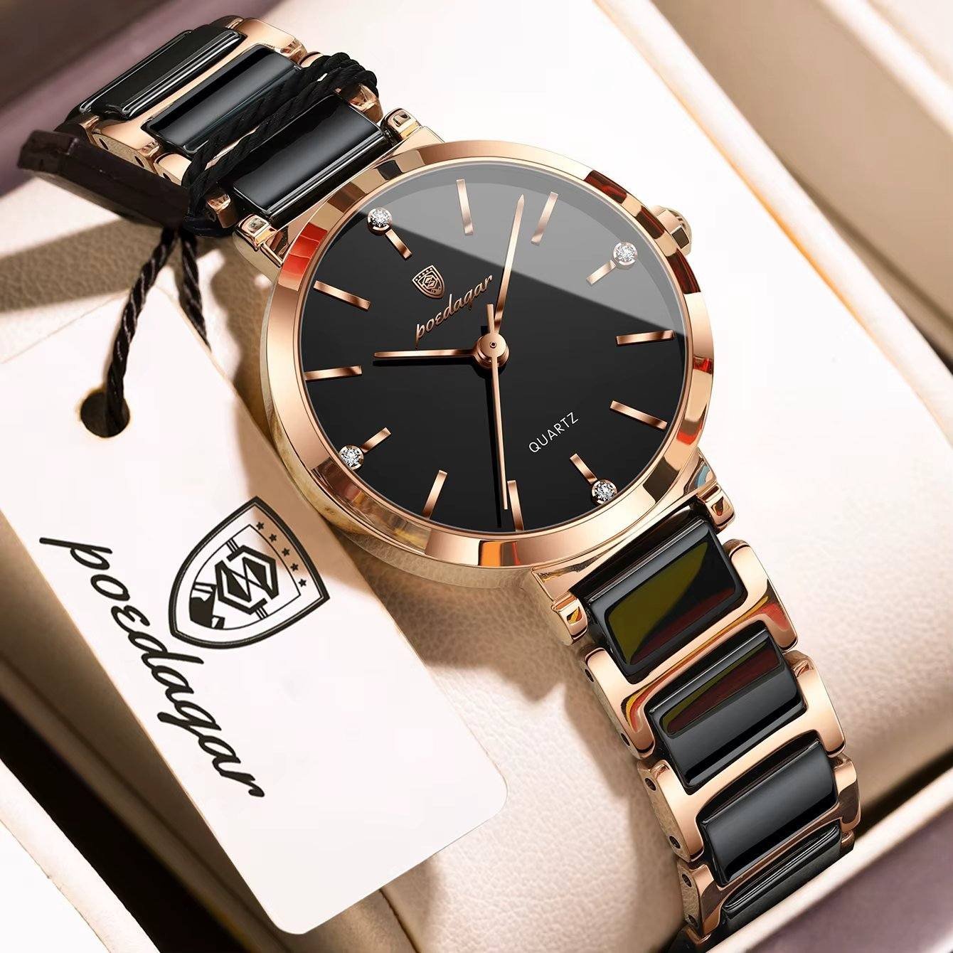 Poedagar 505 Elegant waterproof wrist watch Gold black