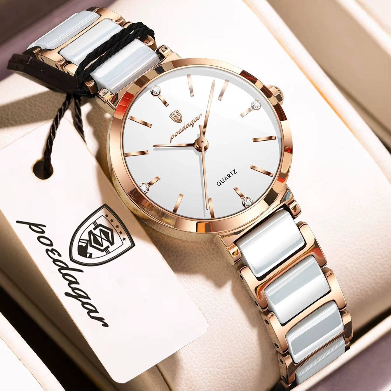 Poedagar 505 Elegant waterproof wrist watch Gold White