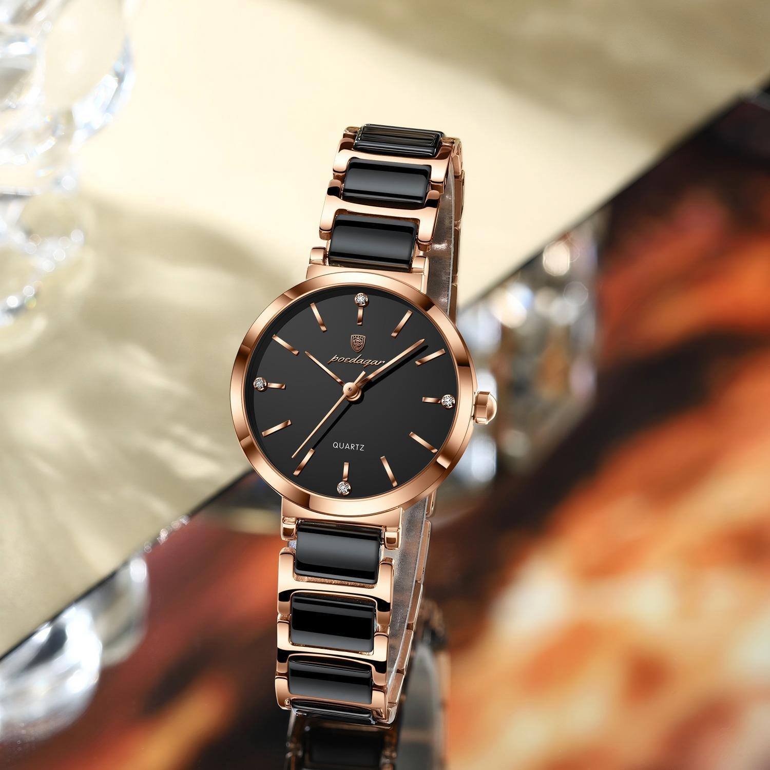 Poedagar 505 Elegant waterproof wrist watch Gold black - Image 4