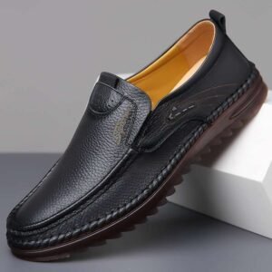 Black Leather casual slip-on business moccasin