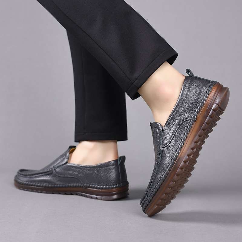 Black Leather casual slip-on business moccasin