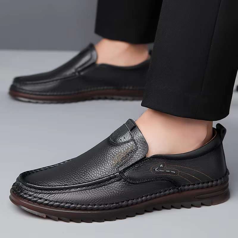 Black Leather casual slip-on business moccasin